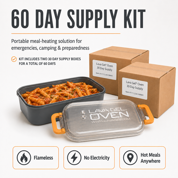 Lava Gel Oven 60-Day Emergency Meal-Heating Supply Kit – 4 Ovens, 132 Charges, Heats Up to 264 Servings